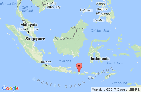 Lombok on a map of Indonesia and Malaysia